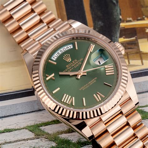 olive rose gold presidential rolex|Rolex day date 228235.